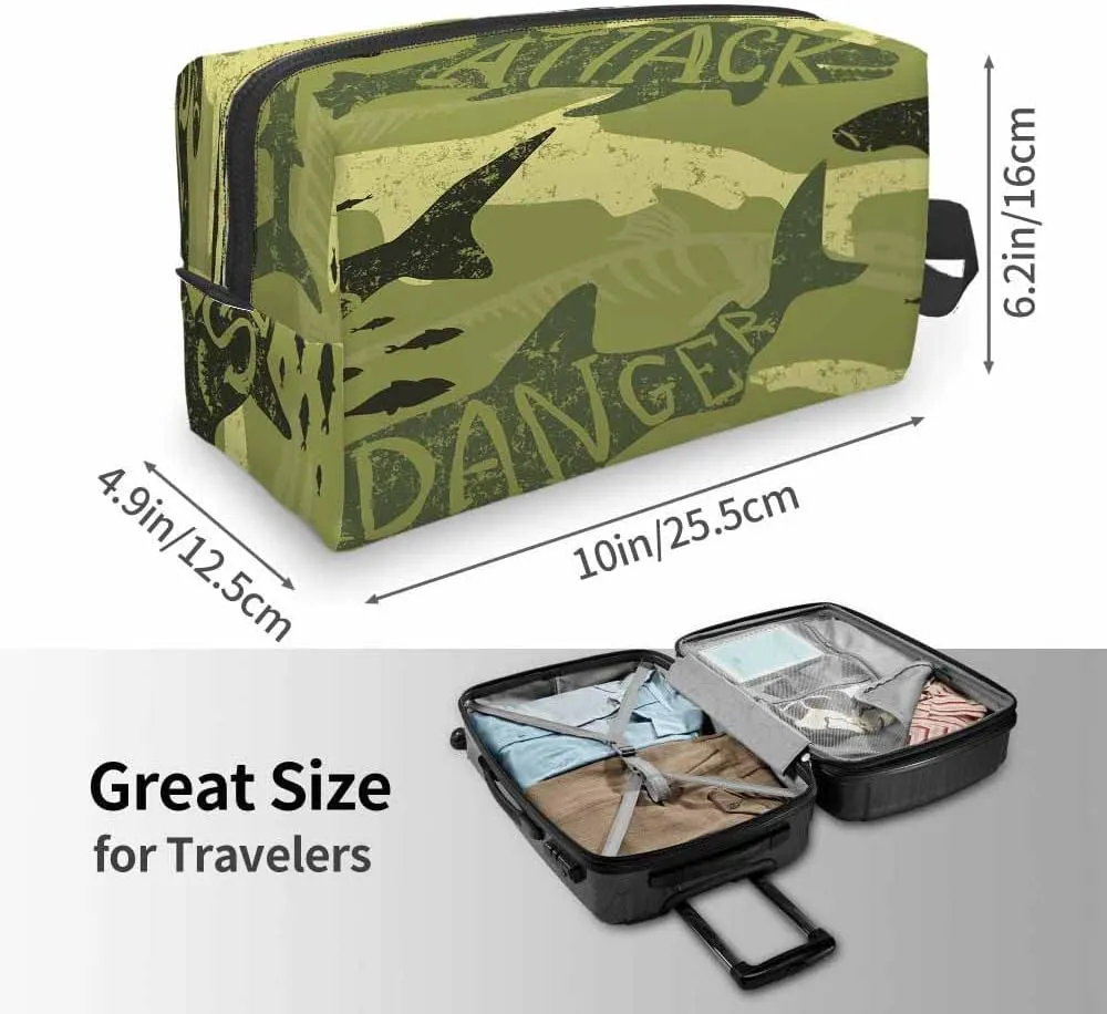 Camouflage Shark Small Makeup Bag for Purse Shark Silhouette Danger Monster Travel Cosmetic Bag Makeup Pouch Portable Versatile Zipper Pouch for Women
