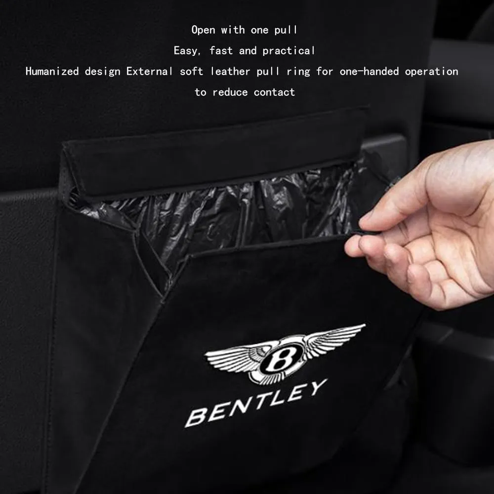 Car Garbage Bags for Bentley Bentayga Continental GT Mulsanne Flying Spur Car Storage Box Leak Proof Garbage Container Portable Trash Can Multi-Functional Car Accessories,Black