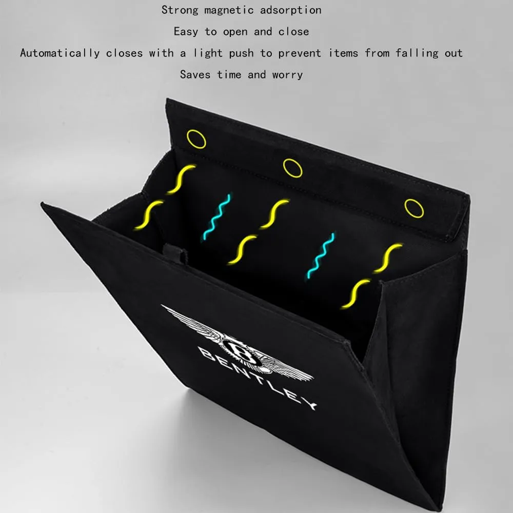 Car Garbage Bags for Bentley Bentayga Continental GT Mulsanne Flying Spur Car Storage Box Leak Proof Garbage Container Portable Trash Can Multi-Functional Car Accessories,Black