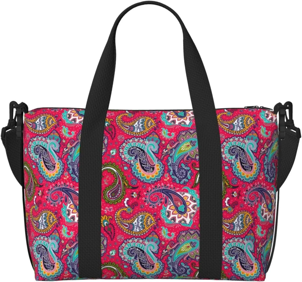Carry On Duffle Bags Overnight Weekender Bags for Women, Brightly Colored Paisley Personal Item Travel Bag, Travel Essentials Sport Gym Bag for Men Women
