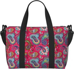 Carry On Duffle Bags Overnight Weekender Bags for Women, Brightly Colored Paisley Personal Item Travel Bag, Travel Essentials Sport Gym Bag for Men Women