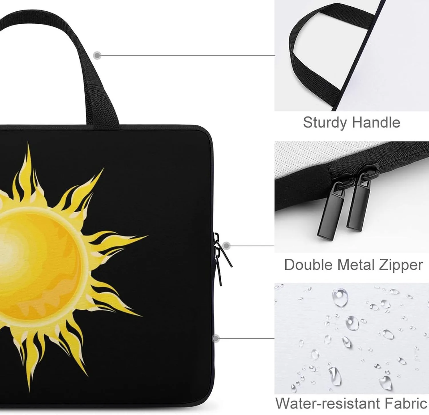 Cartoon Sun Sunshine Laptop Bag Lightweight Computer Bag Laptop Carrying Case Handbag for Work Business