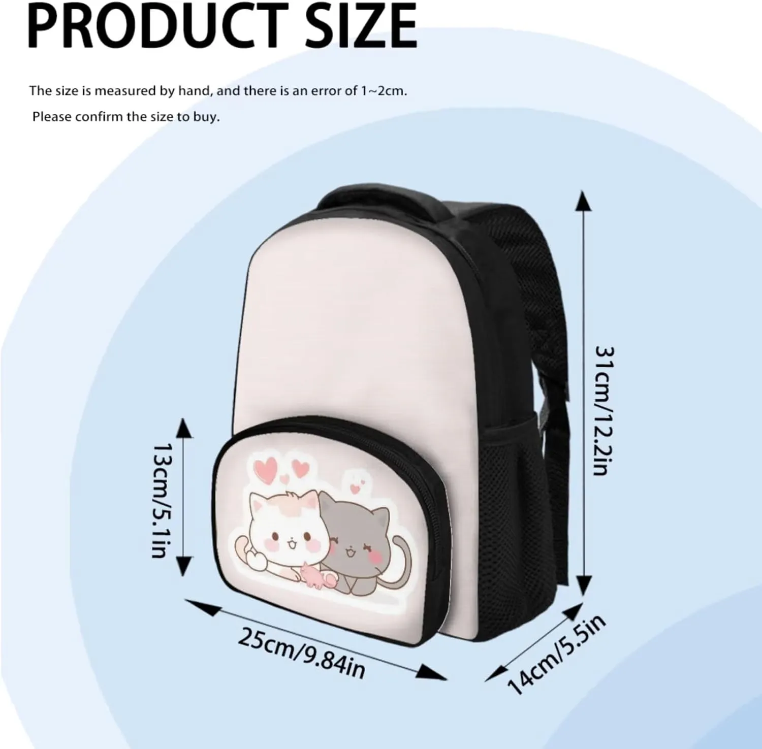 Cat Couple Kids Backpack and Lunch Box Set Boys School Bags for Teen Girls Back to School Cute School Bag Daypack Shoulder Bags School Bag Made From Easy-To-Clean Polyester