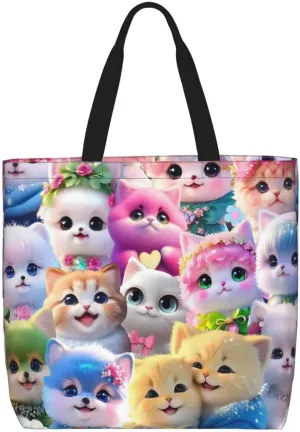 Cat Tote Bag For Women – Large, Reusable, And Portable With Zipper For Shopping, Beach, Travel, And Daily Use