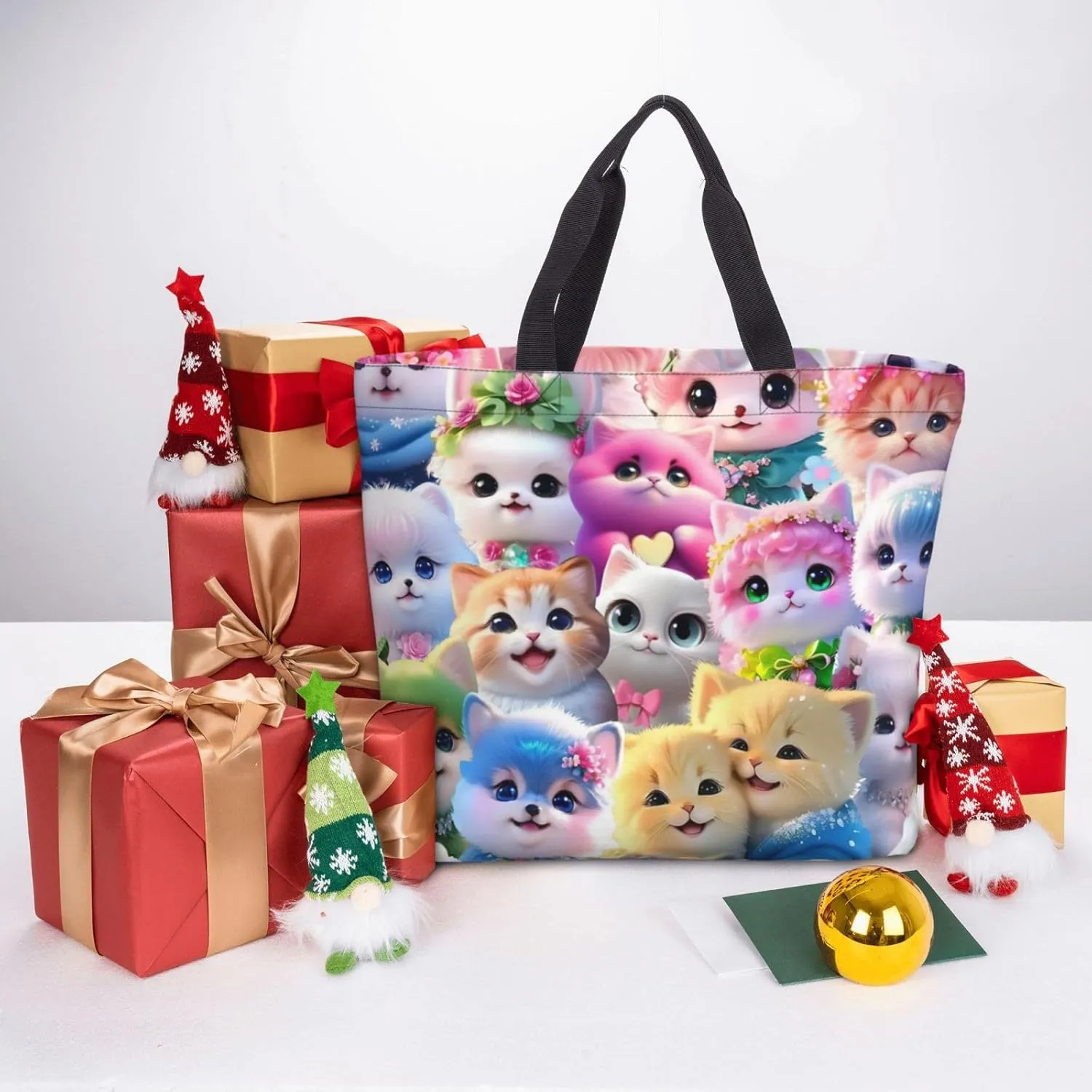 Cat Tote Bag For Women – Large, Reusable, And Portable With Zipper For Shopping, Beach, Travel, And Daily Use