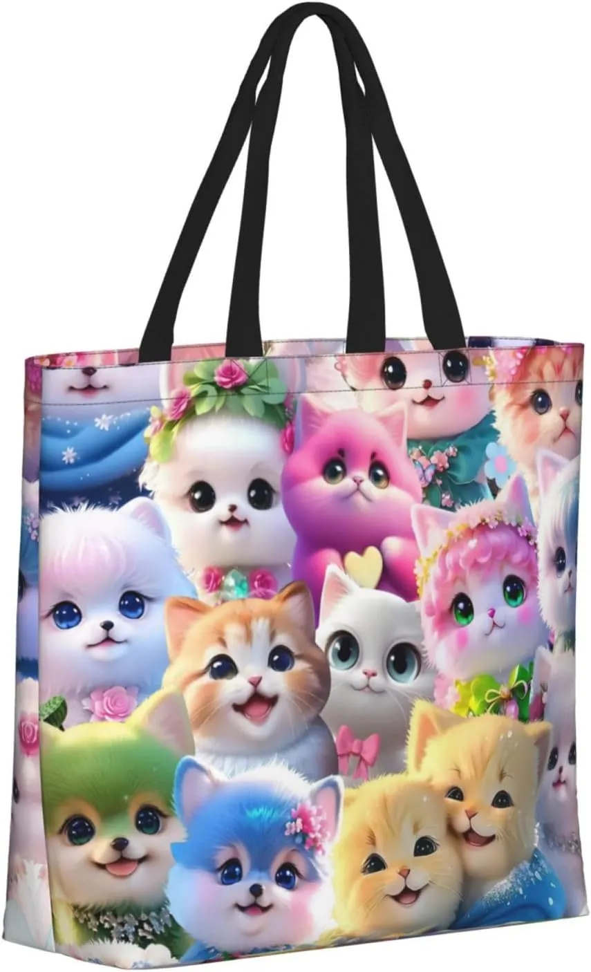 Cat Tote Bag For Women – Large, Reusable, And Portable With Zipper For Shopping, Beach, Travel, And Daily Use