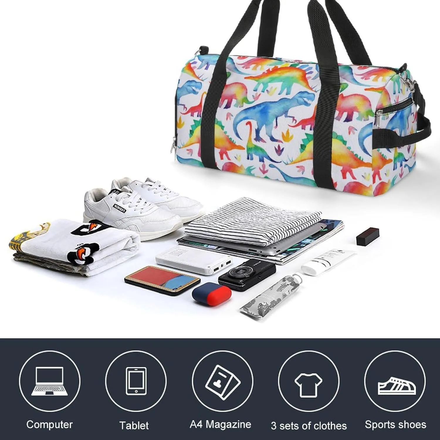 Catoon Dinosaur A Fitness Bag with Large Storage Space Is Suitable for Portable Outdoor Use