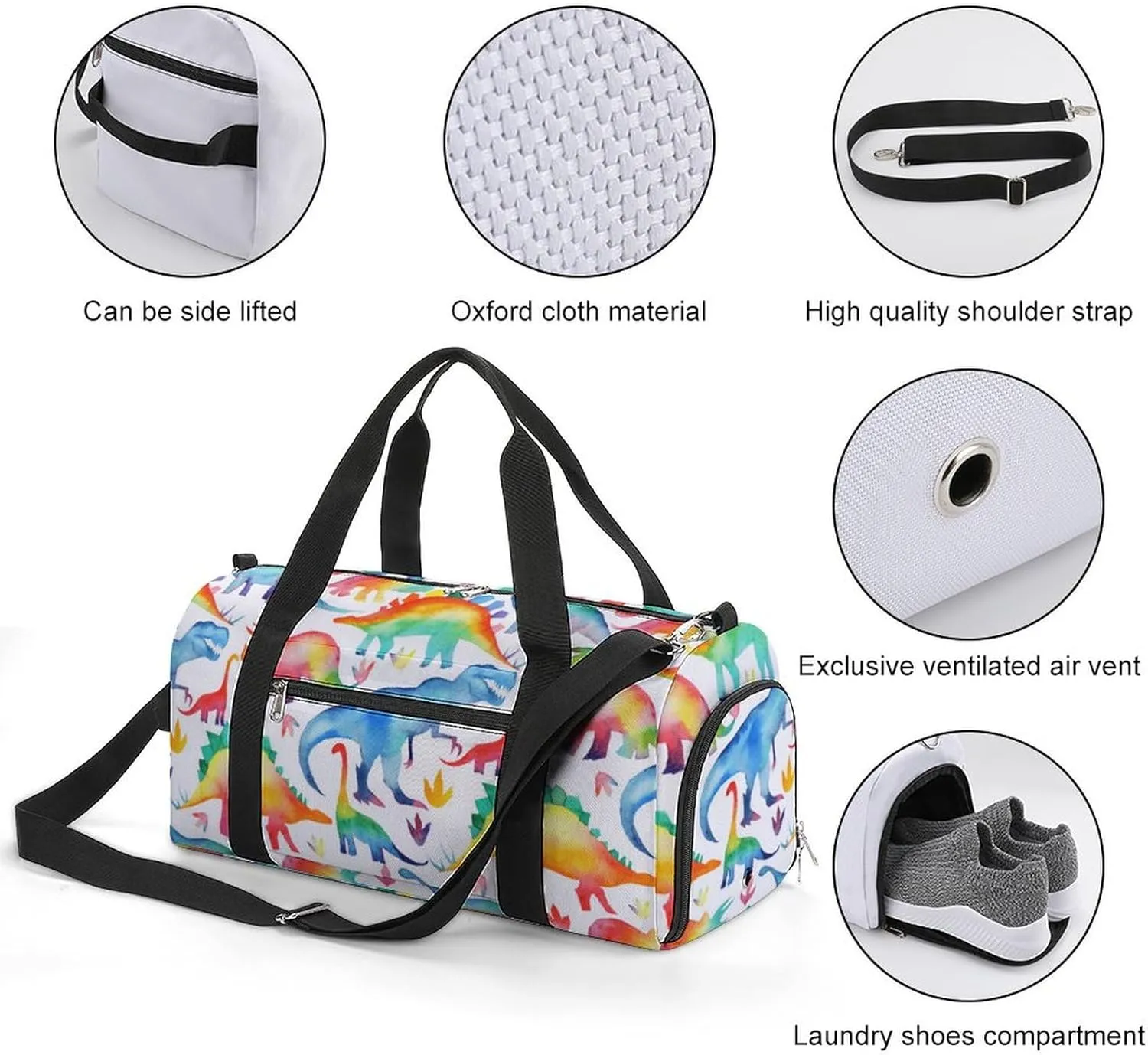 Catoon Dinosaur A Fitness Bag with Large Storage Space Is Suitable for Portable Outdoor Use