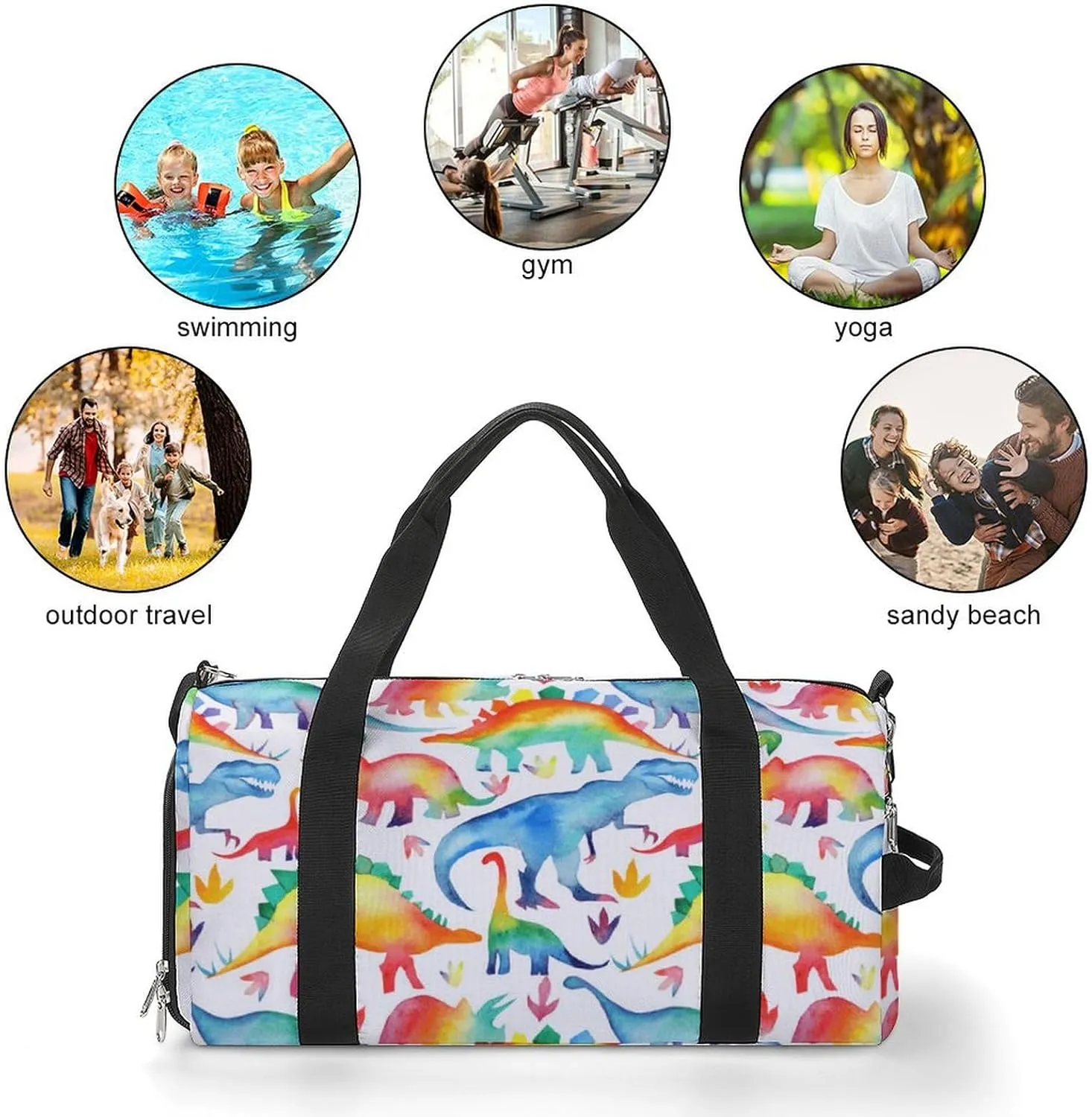 Catoon Dinosaur A Fitness Bag with Large Storage Space Is Suitable for Portable Outdoor Use