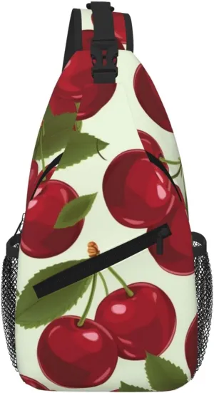 Cherry Fruit Sling Bag For Women Men Travel Hiking Backpack Crossbody Shoulder Chest Bags Casual Daypack