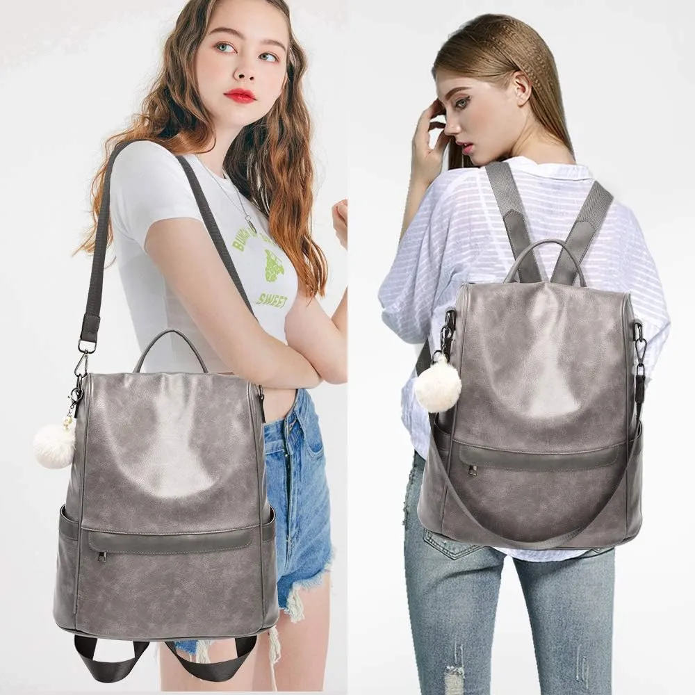 CHERUTY Women Backpack Purse PU Leather Anti-theft Casual Shoulder Bag Fashion Ladies Satchel Bags