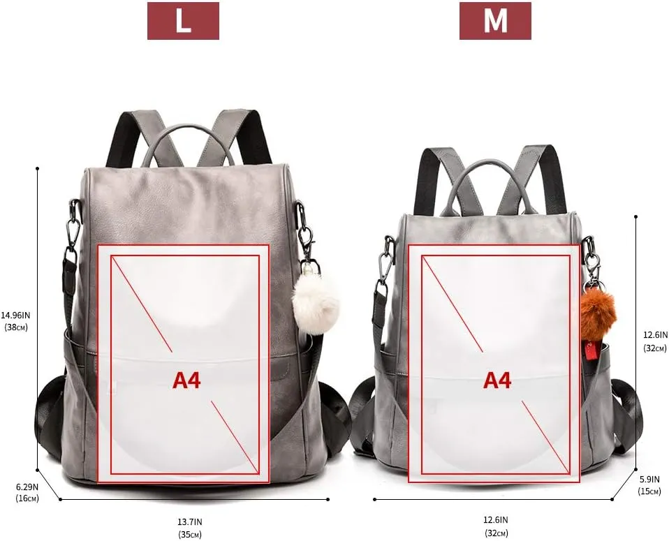 CHERUTY Women Backpack Purse PU Leather Anti-theft Casual Shoulder Bag Fashion Ladies Satchel Bags