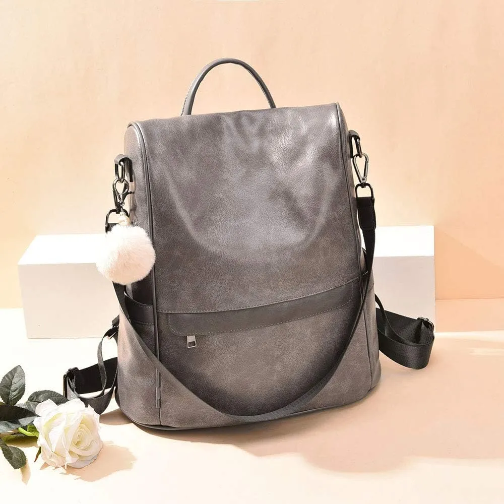 CHERUTY Women Backpack Purse PU Leather Anti-theft Casual Shoulder Bag Fashion Ladies Satchel Bags