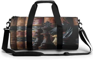 Chess Library Gym Bag Lightweight Carry On Duffel Bag Athletic Sports Travel Bag Weekender Bag for Men Women