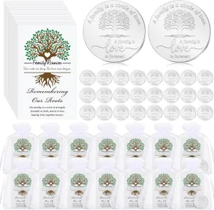 Christmas Family Reunion Gifts Coin with Remembering Our Roots Cards Organza Bags Reunion Favor