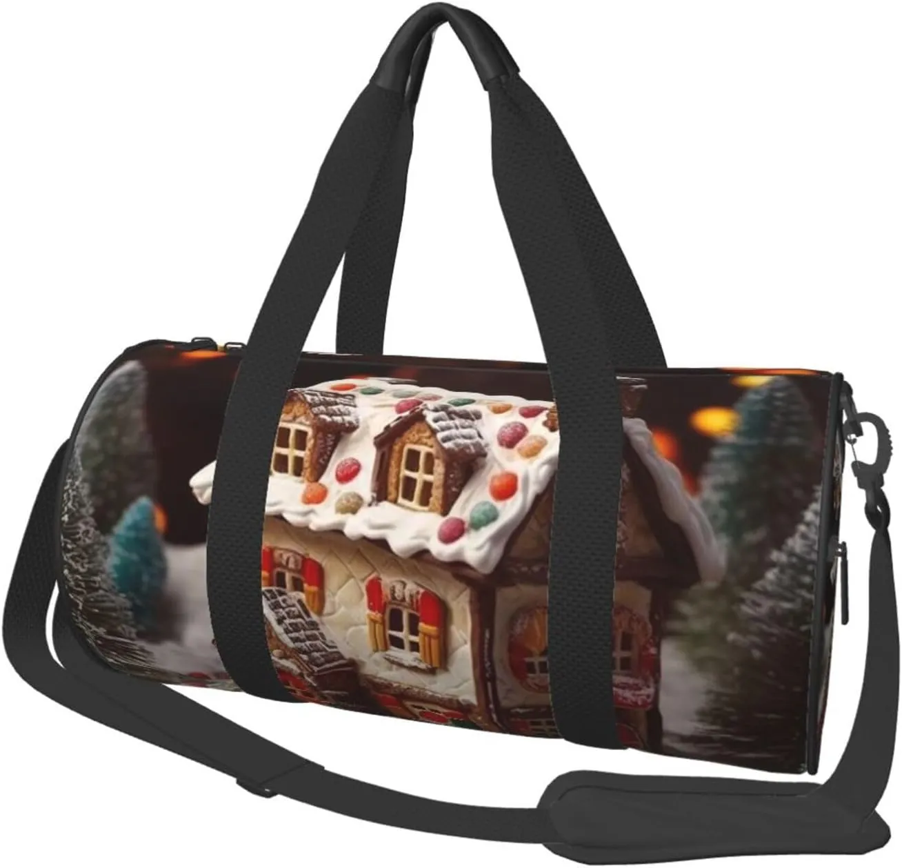 Christmas Village House Travel Bag for Women Men Gym Bag Large Duffle Bag Weekender Overnight Bag with Shoulder Strap