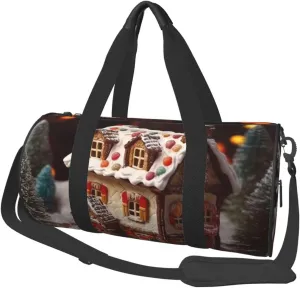 Christmas Village House Travel Bag for Women Men Gym Bag Large Duffle Bag Weekender Overnight Bag with Shoulder Strap