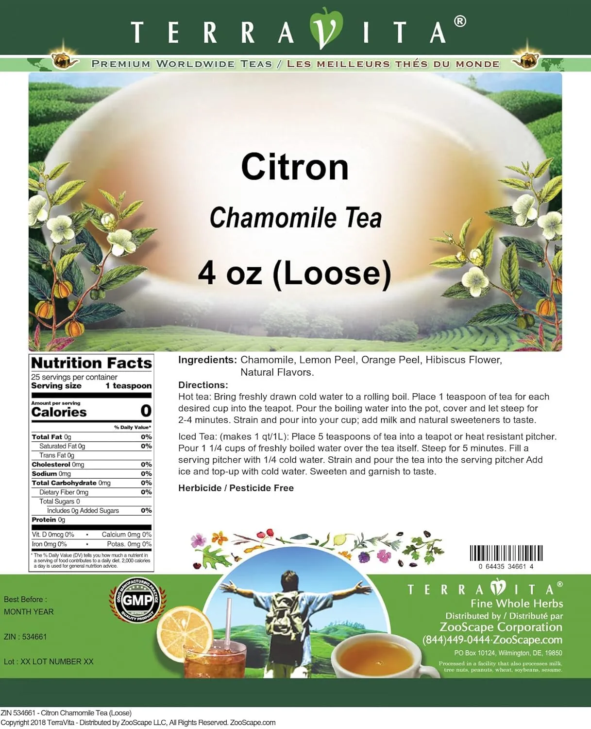 Citron Chamomile Tea (Loose) (4 oz, ZIN: 534661)