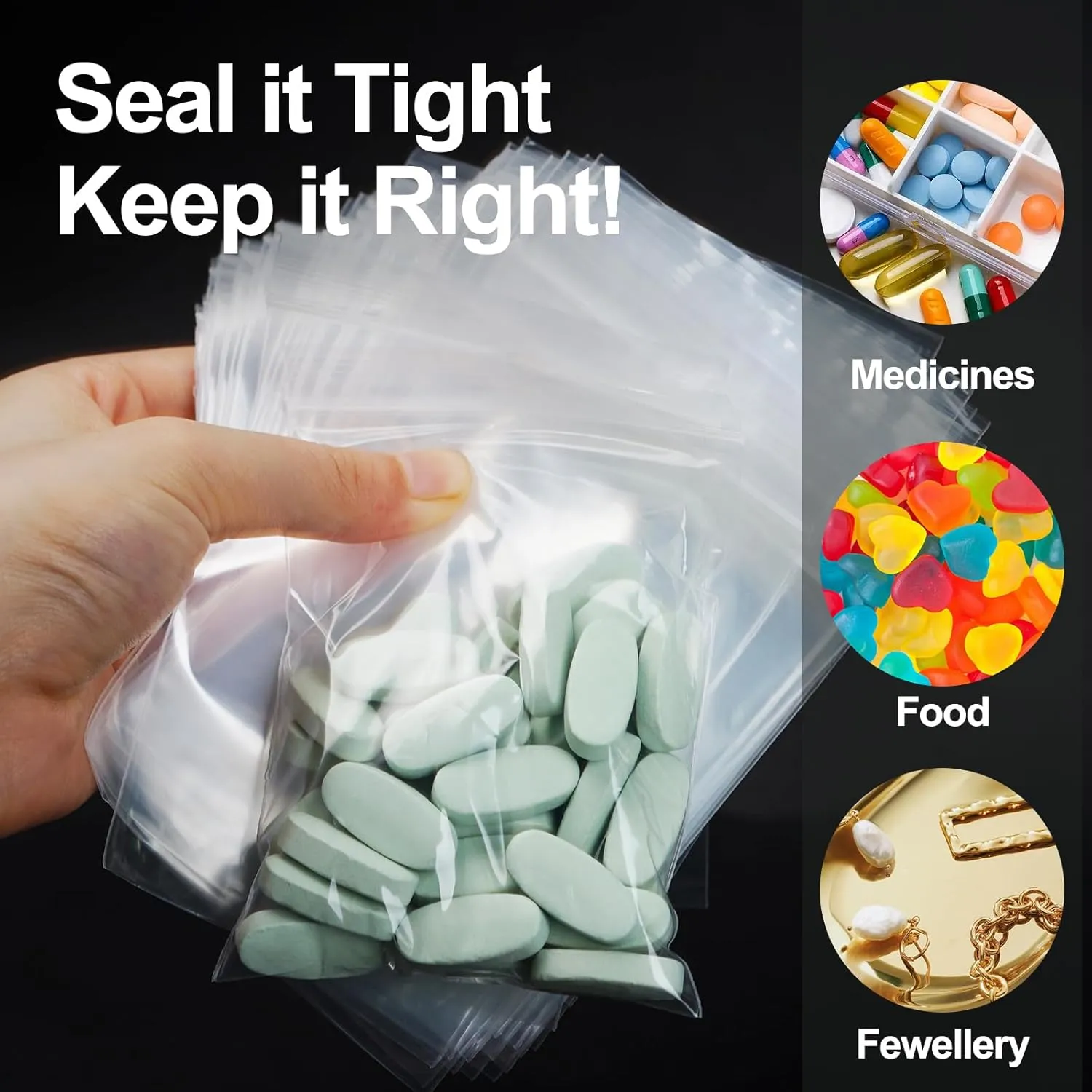 Clear 1200 Mini Plastic Resealable 2 Mil Durable Tiny Zip Bags for Candy, Jewelry - 2x3 Small