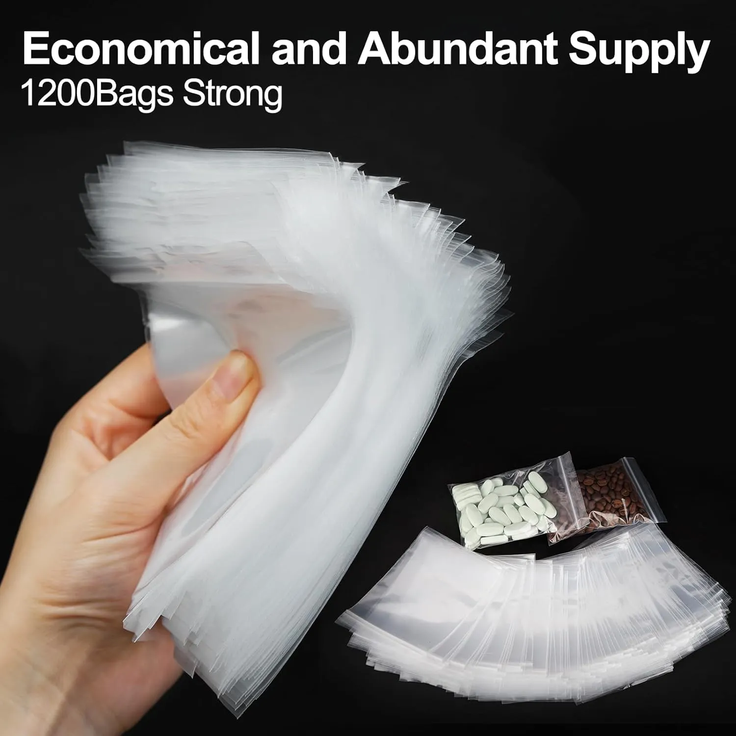 Clear 1200 Mini Plastic Resealable 2 Mil Durable Tiny Zip Bags for Candy, Jewelry - 2x3 Small