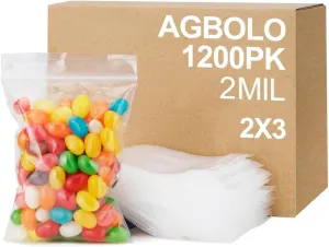 Clear 1200 Mini Plastic Resealable 2 Mil Durable Tiny Zip Bags for Candy, Jewelry - 2x3 Small