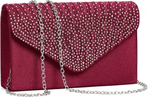 Clutch Purses for Women, Evening Bag with Detachable Chain Ladies Sparkling Party Handbag Wedding Bags