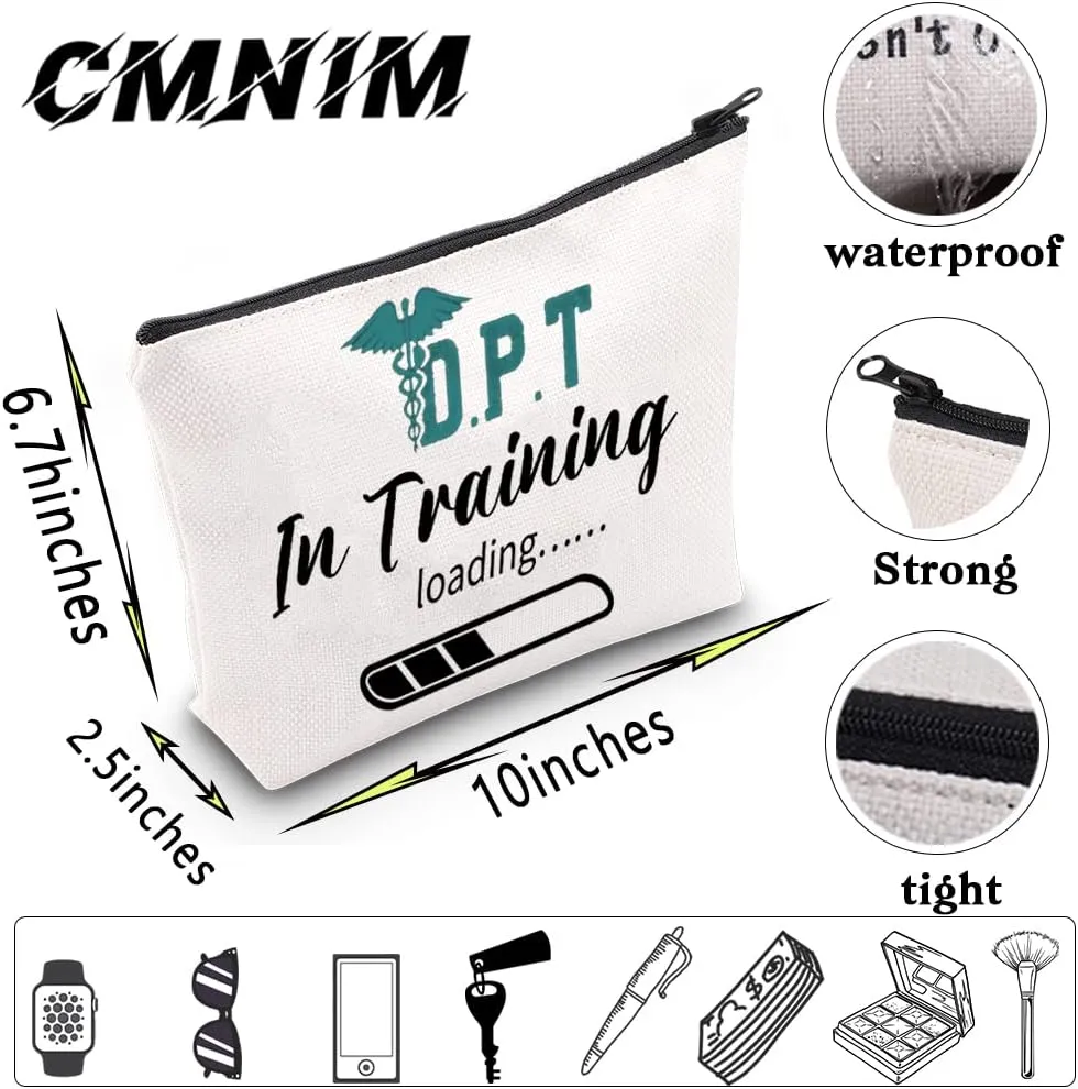 CMNIM DPT Gifts Doctor of Physical Therapy Makeup Bag DPT In Training DPT Graduate Gift for Medical School Student Cosmetic Pouch Bags (DPT In Training Makeup Bag)