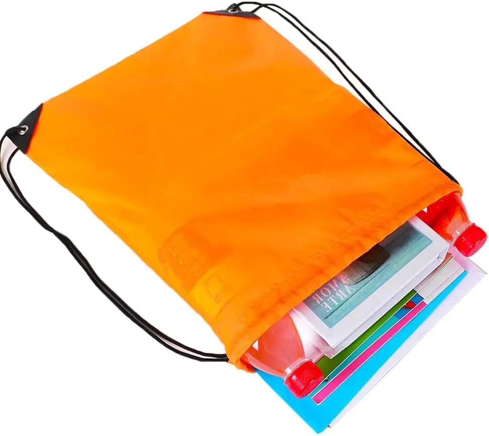 CODOBON 20 Pcs Drawstring Bags, Bulk Draw String Backpack, Cinch Polyester Bag for Gym Sport, Orange
