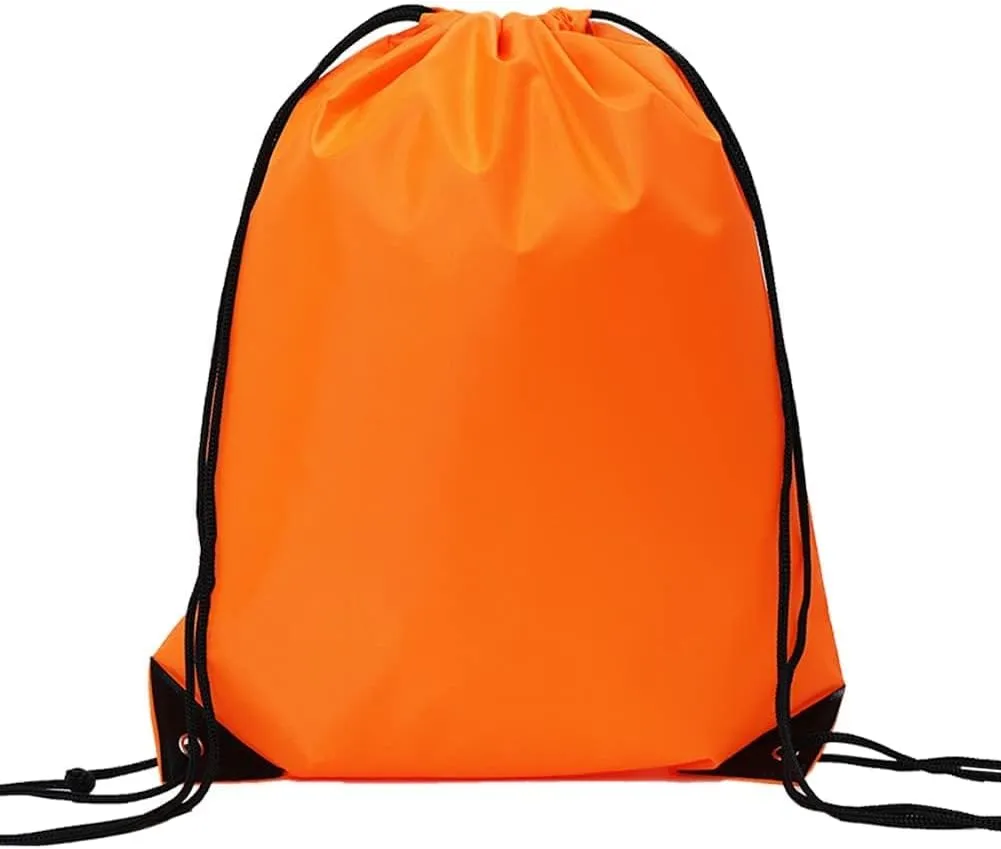 CODOBON 20 Pcs Drawstring Bags, Bulk Draw String Backpack, Cinch Polyester Bag for Gym Sport, Orange