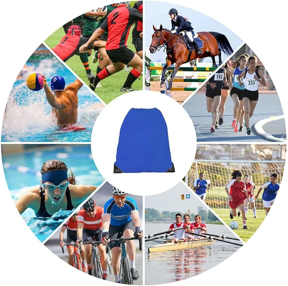 CODOBON 20 Pcs Drawstring Bags, Bulk Drawstring Backpack, Nylon Cinch Draw String Sport Bag, Royal Blue