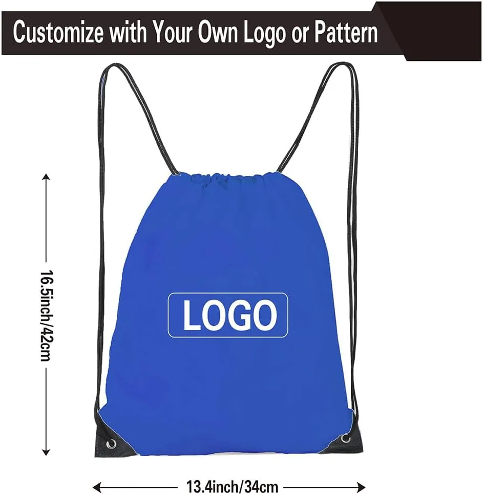 CODOBON 20 Pcs Drawstring Bags, Bulk Drawstring Backpack, Nylon Cinch Draw String Sport Bag, Royal Blue