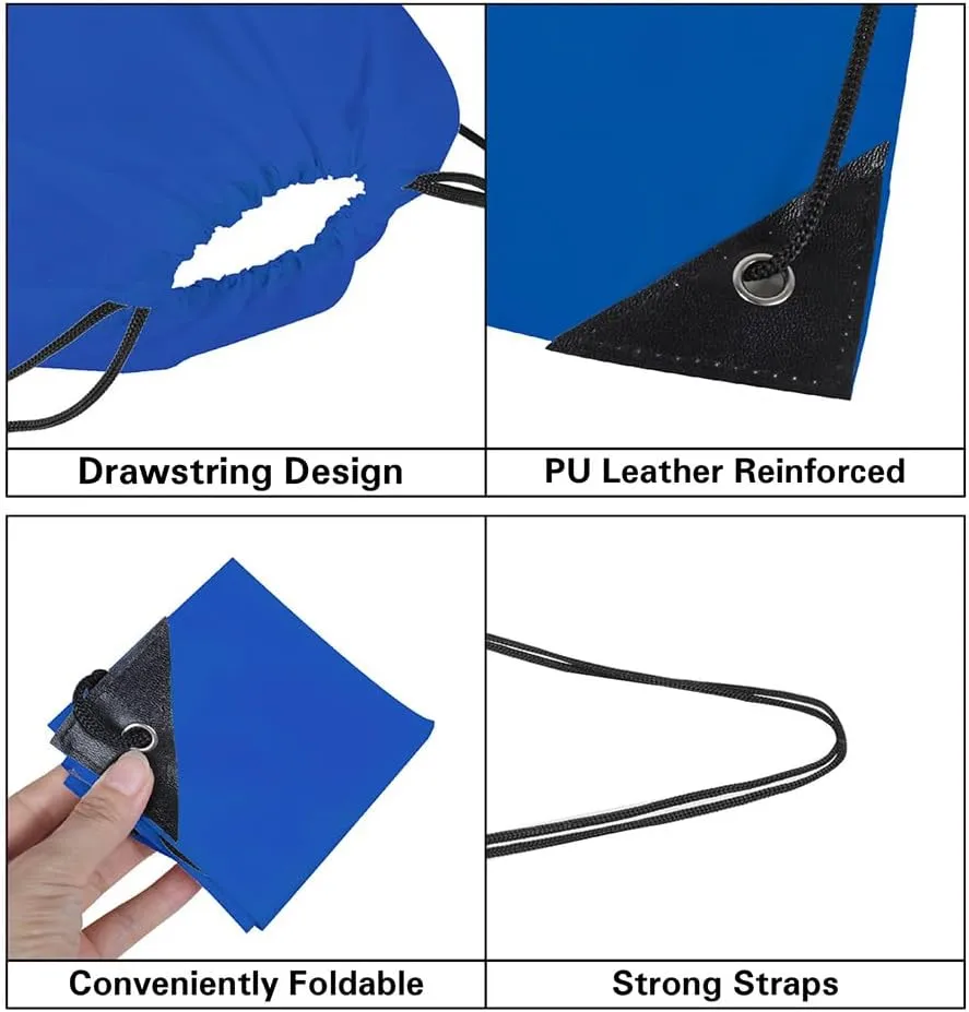 CODOBON 20 Pcs Drawstring Bags, Bulk Drawstring Backpack, Nylon Cinch Draw String Sport Bag, Royal Blue