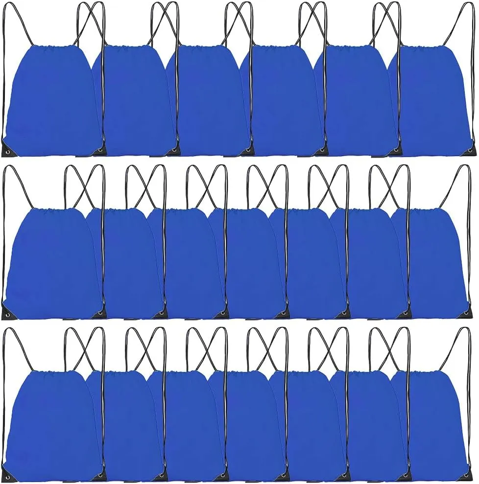 CODOBON 20 Pcs Drawstring Bags, Bulk Drawstring Backpack, Nylon Cinch Draw String Sport Bag, Royal Blue