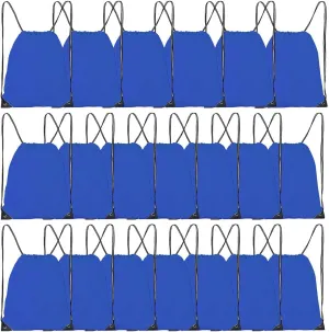 CODOBON 20 Pcs Drawstring Bags, Bulk Drawstring Backpack, Nylon Cinch Draw String Sport Bag, Royal Blue