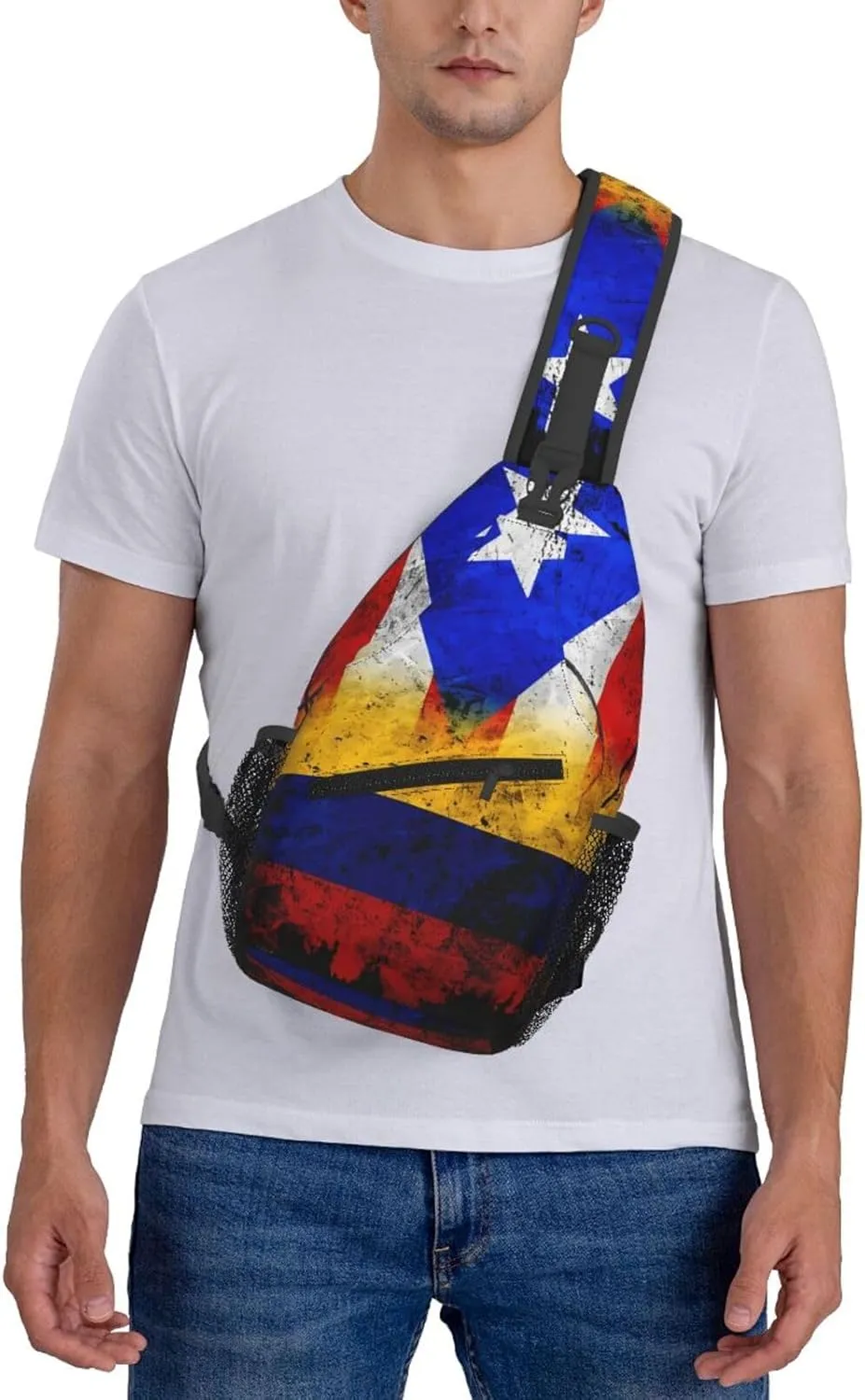 Colombian Puerto Rican Colombia Boricua Flag Crossbody Bag Cross Chest Bag Adjustable Sling Backpack Sports Gym Shoulder Bags Travel Cycling Daypack Diagonally Casual Rucksack