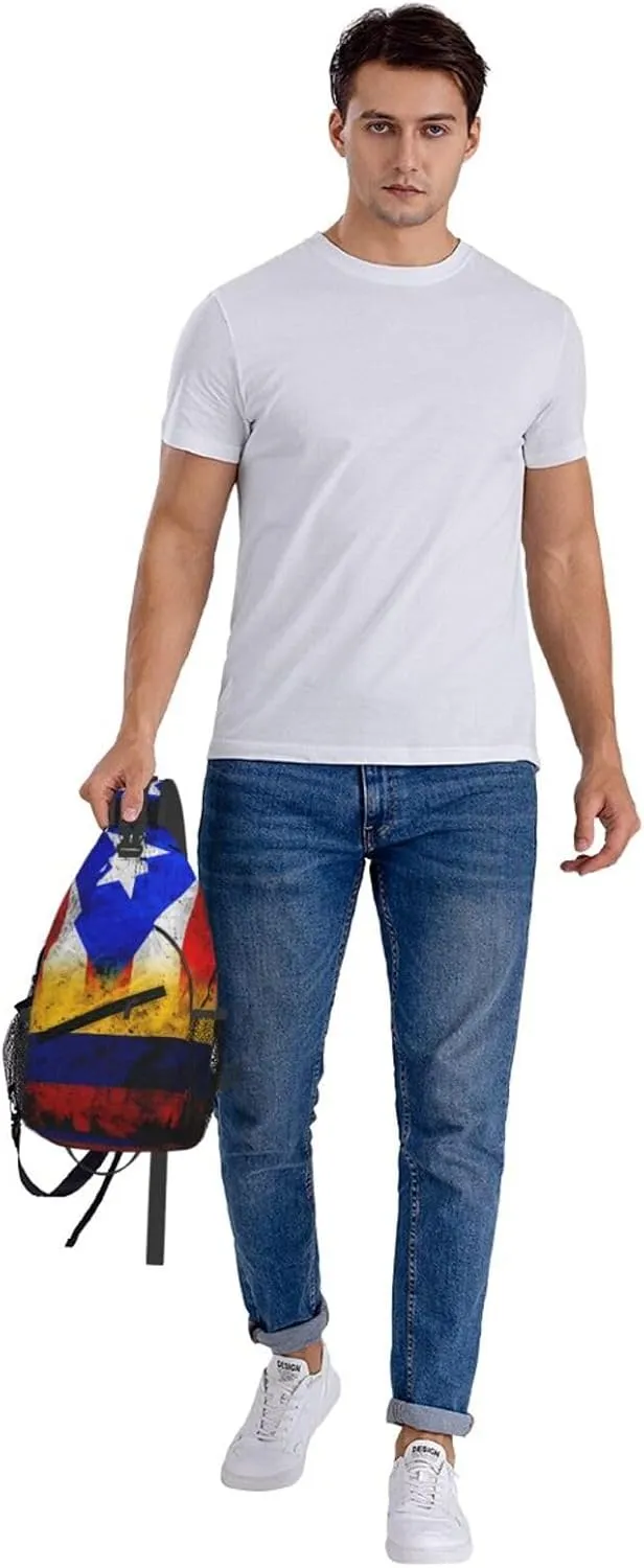 Colombian Puerto Rican Colombia Boricua Flag Crossbody Bag Cross Chest Bag Adjustable Sling Backpack Sports Gym Shoulder Bags Travel Cycling Daypack Diagonally Casual Rucksack