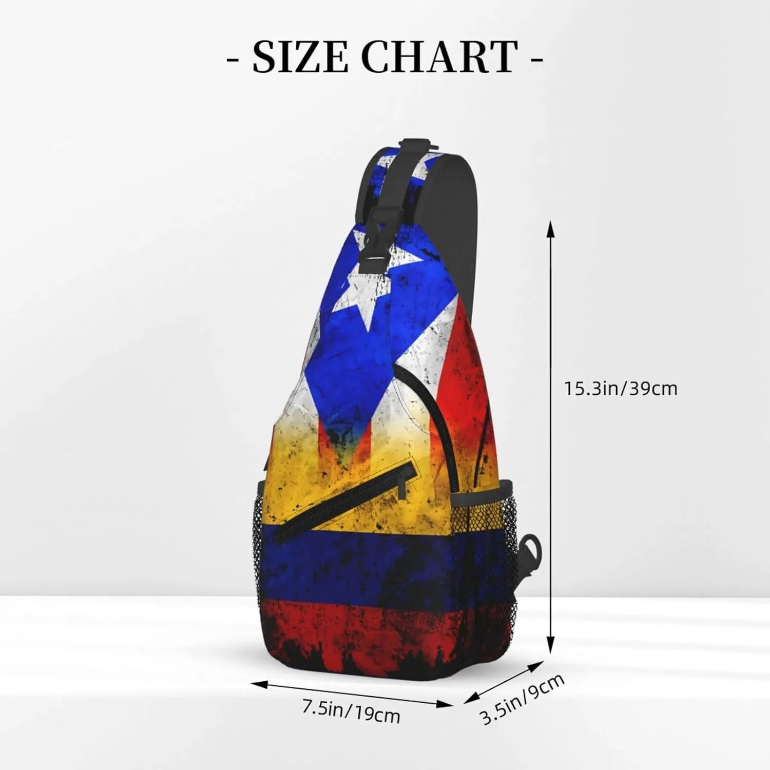 Colombian Puerto Rican Colombia Boricua Flag Crossbody Bag Cross Chest Bag Adjustable Sling Backpack Sports Gym Shoulder Bags Travel Cycling Daypack Diagonally Casual Rucksack