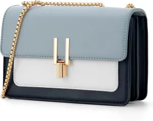 Color-Block Crossbody Bags for Women Leather Cross Body Purses Cute Designer Handbags Shoulder Bag Medium Size