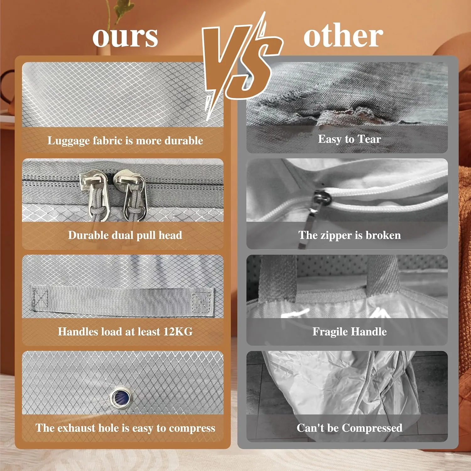 Compression Storage Bags for Bedding, 136L Ultra Space Saving Self Compression Organizer with Transparent Window, Used for Storing Comfortable Blankets,Bedding,Pillows,Clothes (Beige 21x16x23 in)