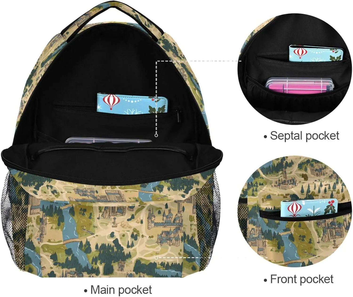 Cool Backpacks for Men and Women Waterproof Diaper Bag Backpack with Chest Strap for Business Work College Travel Trip Game Map