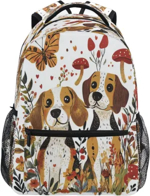 Cool Backpacks for Men Women Waterproof College School Computer Bag with Chest Strap for Travel Trip Cartoon Beagle Dogs White