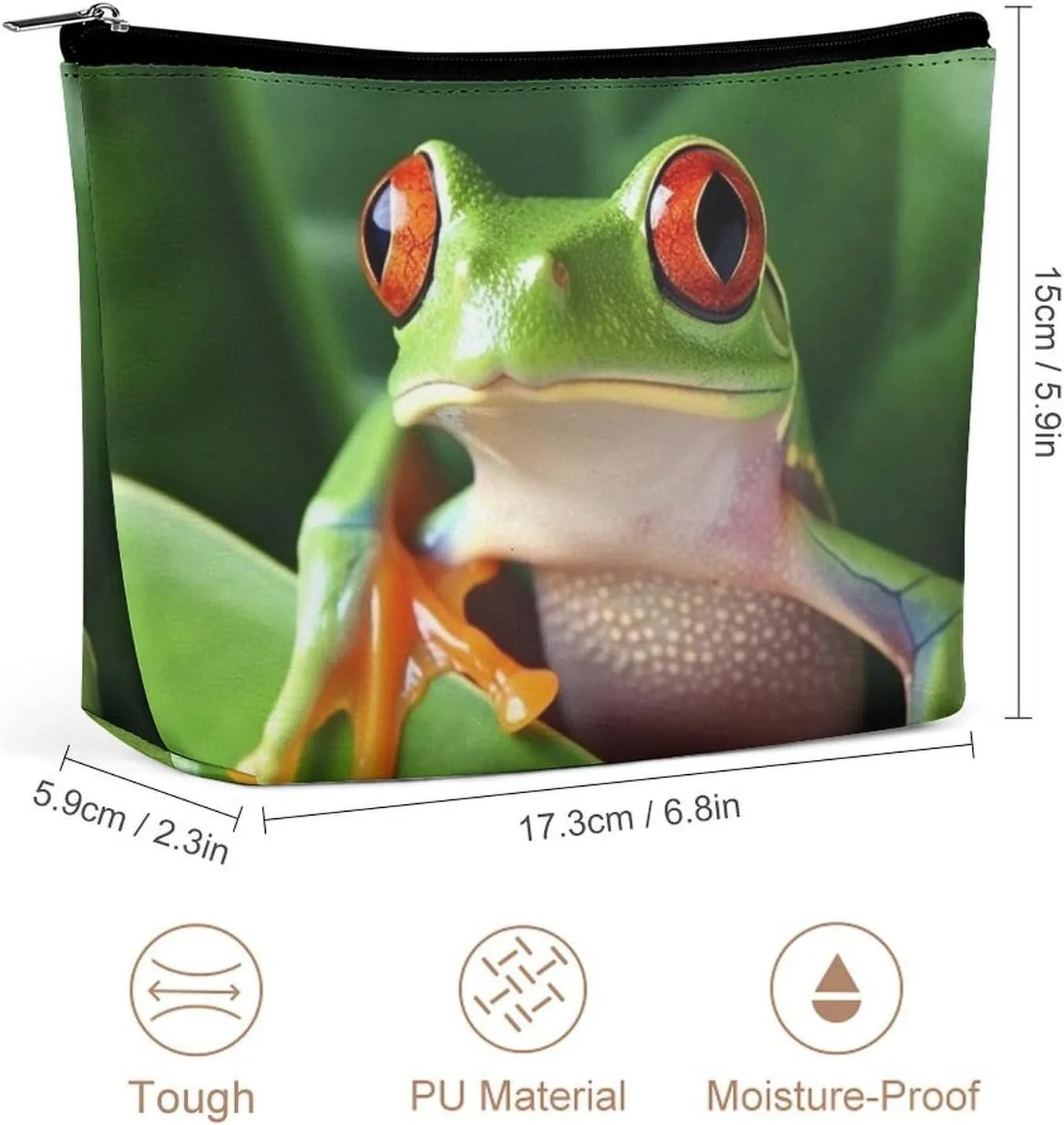Cosmetic Bag Travel Makeup Bag Waterproof Toiletry Bag Cute Frog Makeup Organizer Case Portable Toiletry Pouch Large Capacity Zipper Pouch for Women Men