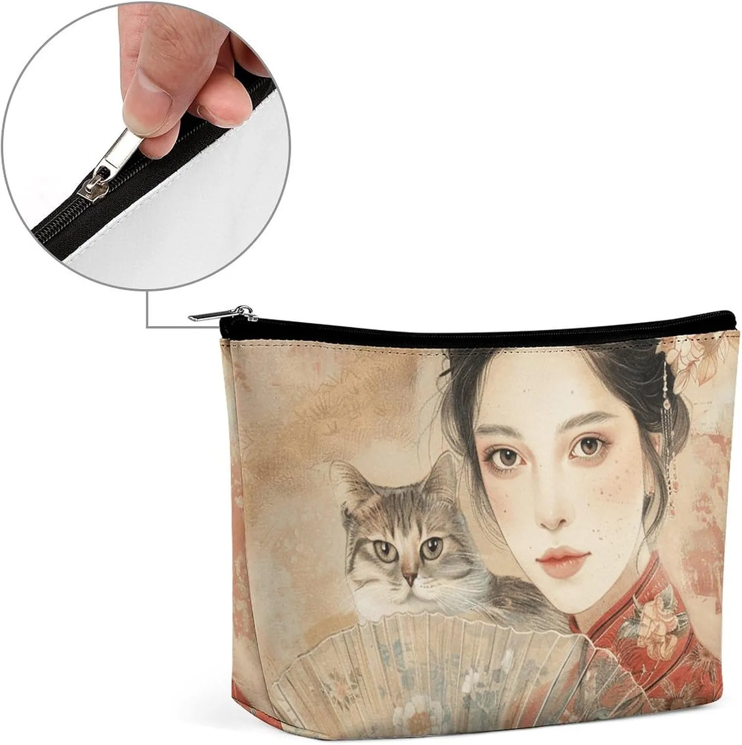 Cosmetic Bag Travel Makeup Bag Waterproof Toiletry Bag Fan And Cat Makeup Organizer Case Portable Toiletry Pouch Large Capacity Zipper Pouch for Women Men