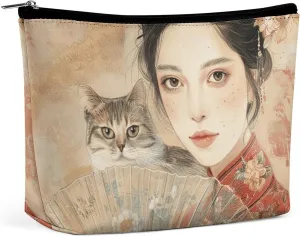 Cosmetic Bag Travel Makeup Bag Waterproof Toiletry Bag Fan And Cat Makeup Organizer Case Portable Toiletry Pouch Large Capacity Zipper Pouch for Women Men