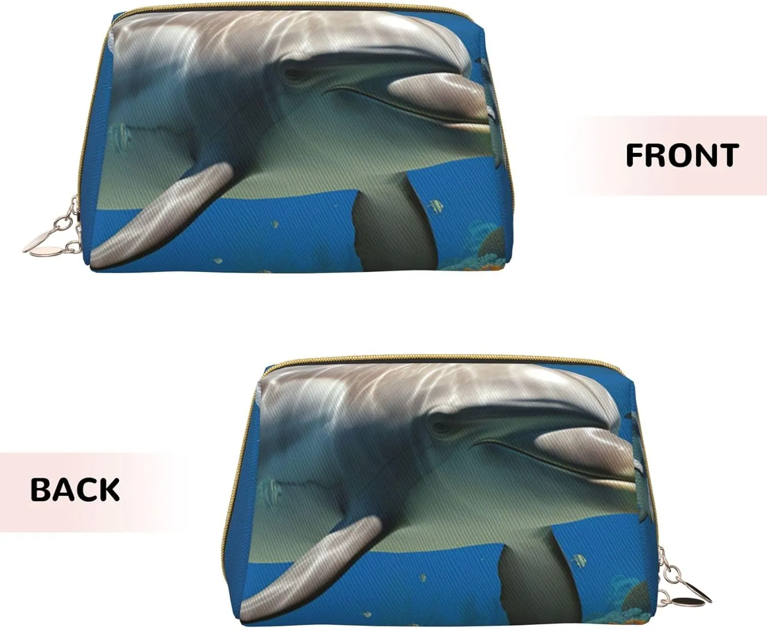 Cosmetic bag Travel Makeup Bag Waterproof Toiletry Pouch Portable Wide open Pouch Dolphins Blue Makeup Organizer Case Large Capacity Zipper Pouch Toiletry bag for women