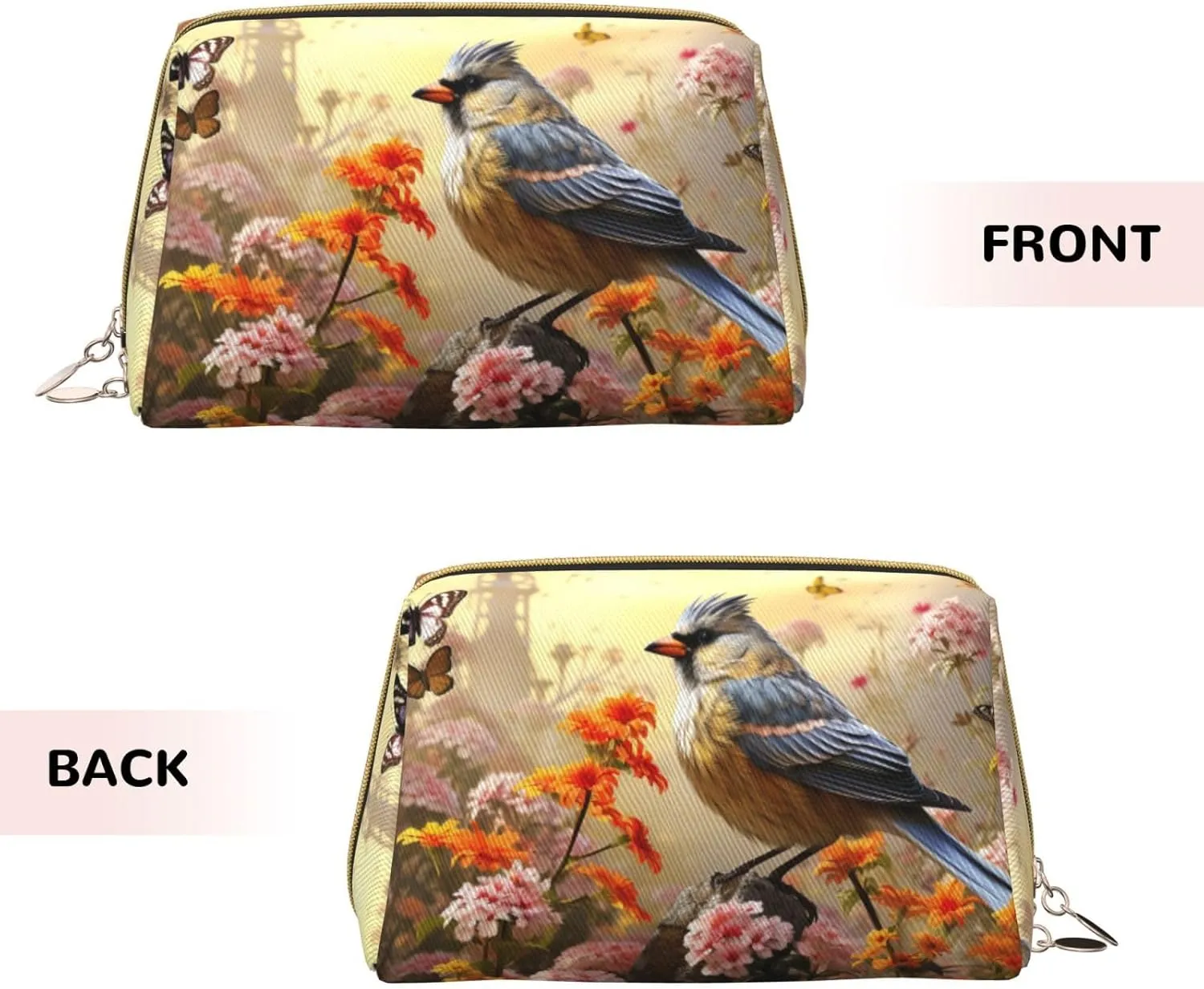 Cosmetic bag Travel Makeup Bag Waterproof Toiletry Pouch Portable Wide open Pouch Sparrow Birds Sing Makeup Organizer Case Large Capacity Zipper Pouch Toiletry bag for women