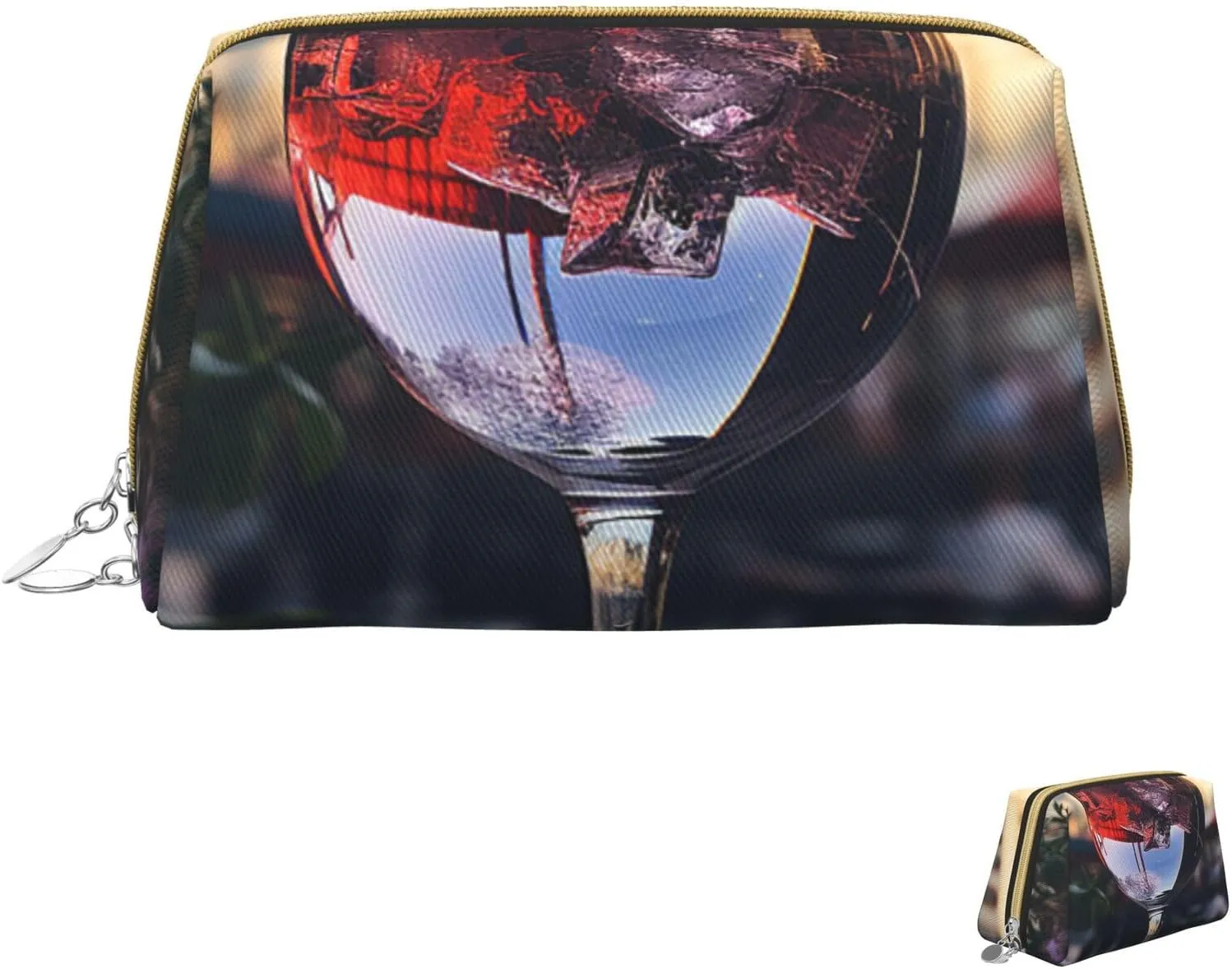 Cosmetic bag Travel Makeup Bag Waterproof Toiletry Pouch Portable Wide open Pouch Wine glass Makeup Organizer Case Large Capacity Zipper Pouch Toiletry bag for women