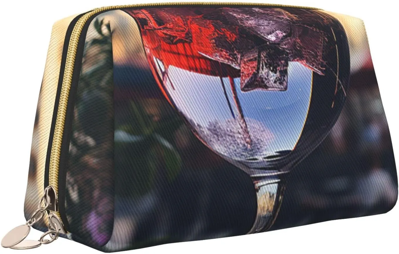 Cosmetic bag Travel Makeup Bag Waterproof Toiletry Pouch Portable Wide open Pouch Wine glass Makeup Organizer Case Large Capacity Zipper Pouch Toiletry bag for women