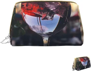 Cosmetic bag Travel Makeup Bag Waterproof Toiletry Pouch Portable Wide open Pouch Wine glass Makeup Organizer Case Large Capacity Zipper Pouch Toiletry bag for women