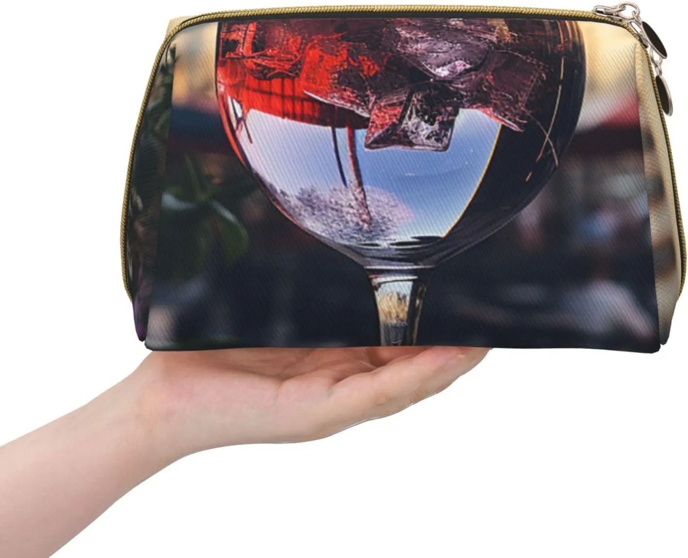 Cosmetic bag Travel Makeup Bag Waterproof Toiletry Pouch Portable Wide open Pouch Wine glass Makeup Organizer Case Large Capacity Zipper Pouch Toiletry bag for women